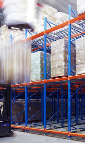 Rack warehouse storage installation